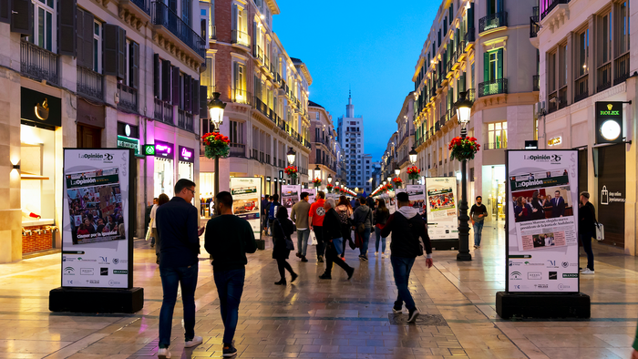 Malaga shopping high street at night