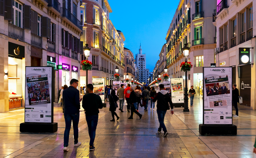 Malaga shopping high street at night