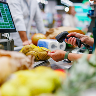 Cashier in a supermarket at the checkout