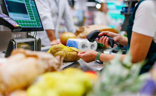 Cashier in a supermarket at the checkout