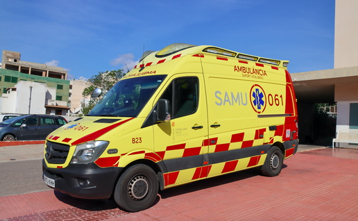 An ambulance parked outside a hospital in Ibiza