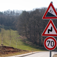 Vertical road signs on a German road