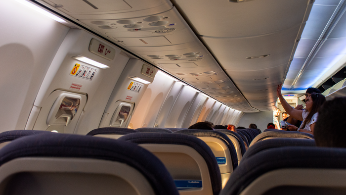 Inside of a Fly Dubai aircraft