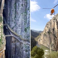 Helicopter rescue of fallen walker in Caminito del Rey