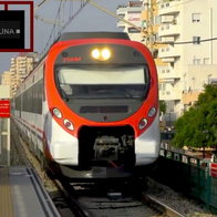 Cercanias commuter train finally arriving.