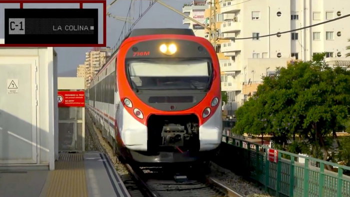Cercanias commuter train finally arriving.