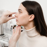 Rhinoplasty is reshaping nose surgery for change appearance of the nose and improve breathing. Consultation with ENT before rhinoplasty plastic surgery to change nose shape and improve breathing