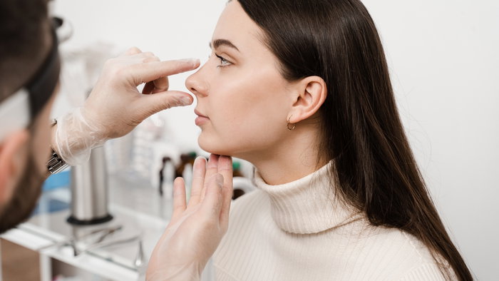 Rhinoplasty is reshaping nose surgery for change appearance of the nose and improve breathing. Consultation with ENT before rhinoplasty plastic surgery to change nose shape and improve breathing