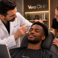 Person having a consultation for hair transplant at the Vera Clinic in Turkey
