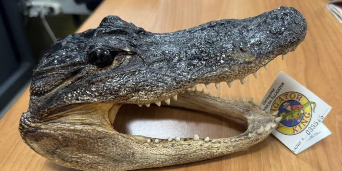 Airport security discover crocodile head