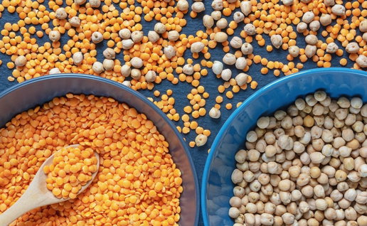 lentils and chickpeas