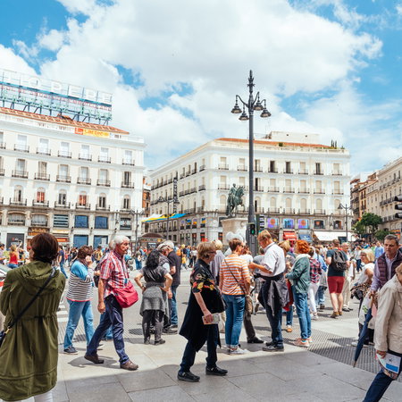 Tourists at Puerta del Sol in Madrid
