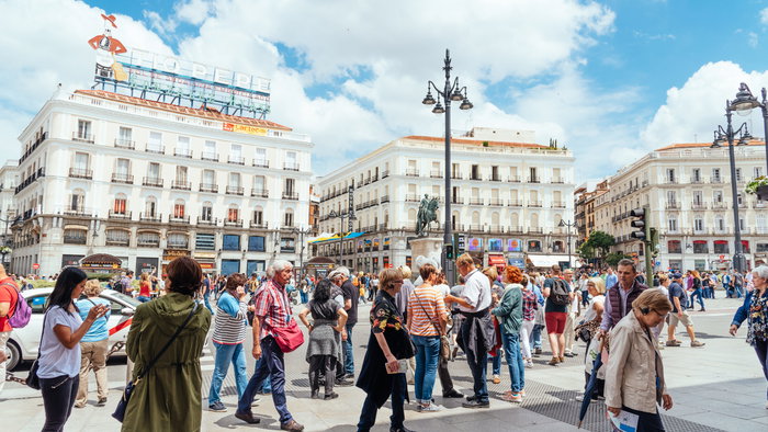 Tourists at Puerta del Sol in Madrid