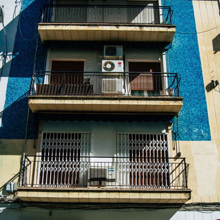 Balconies of an apartment block in Sevilla, Spain