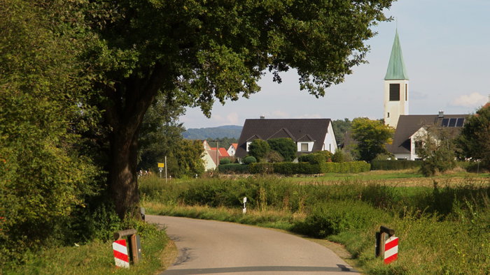 A road country road into a village in Bavaria, Germany