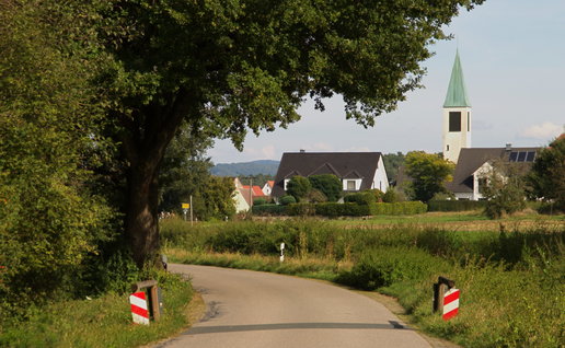 A road country road into a village in Bavaria, Germany