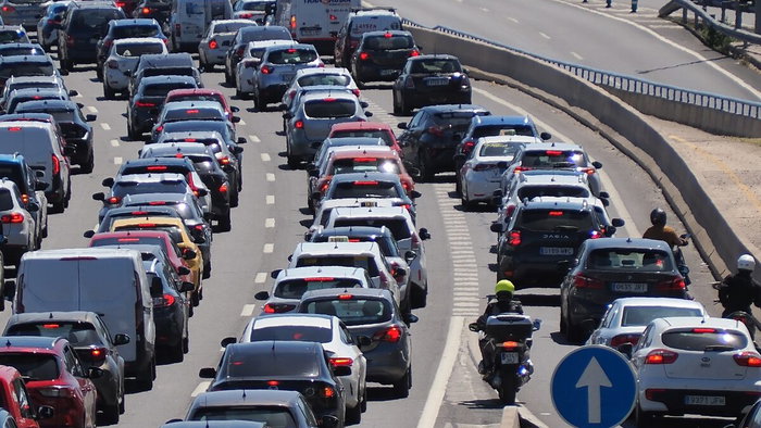Traffic jam outside Madrid.