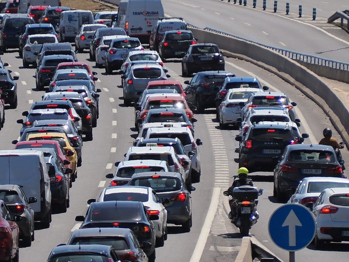 Traffic jam outside Madrid.