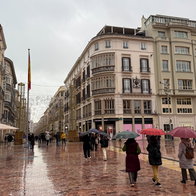 Central Malaga with umbrellas.