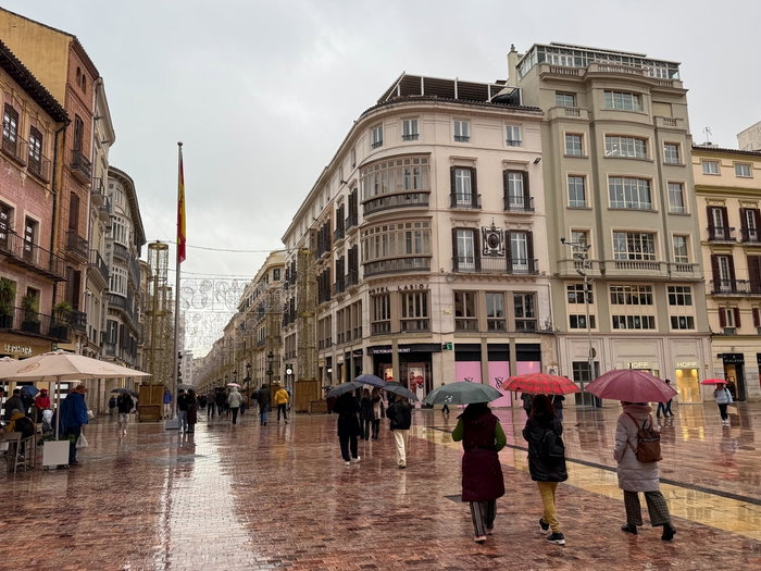 Central Malaga with umbrellas.