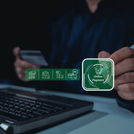 Business professional using online payment system