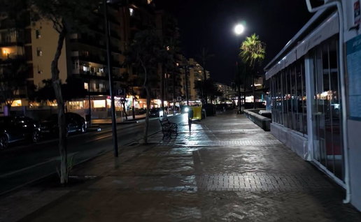 Half of the street lights out.