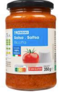 A jar of Ricotta sauce of the Eroski brand