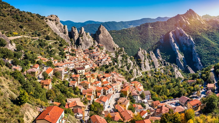 Castelmezzano village in Italy’s Apennine Mountains