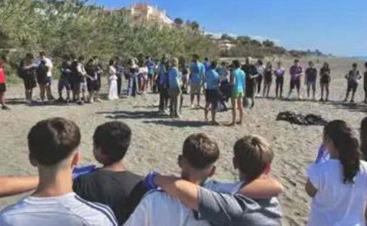 students take part in Beach clean up Velez malaga