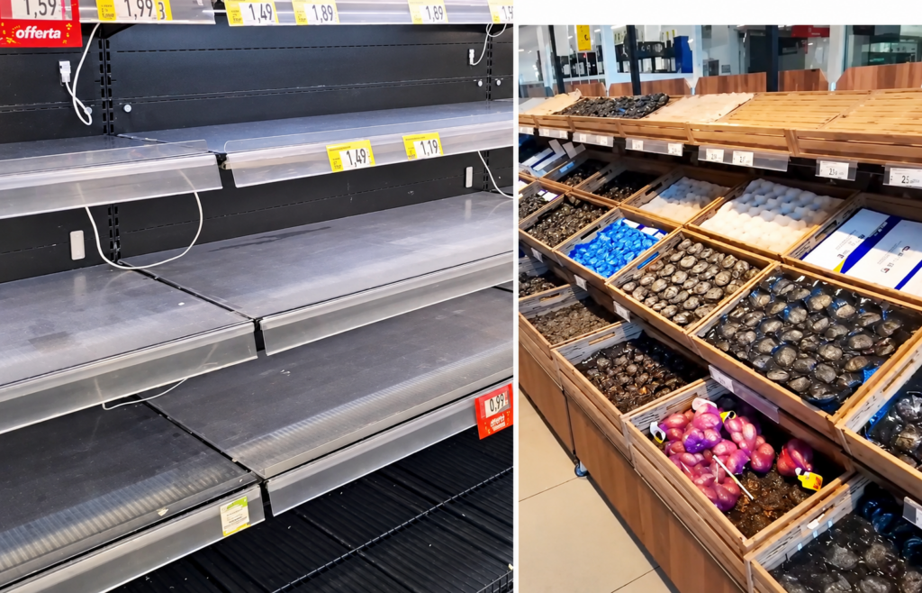 Italy food crisis: empty supermarket shelves as lorry protests hit supplies