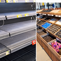Supermarket shelves empty in Italy.