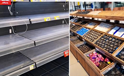 Supermarket shelves empty in Italy.