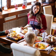 Family eating at restaurant