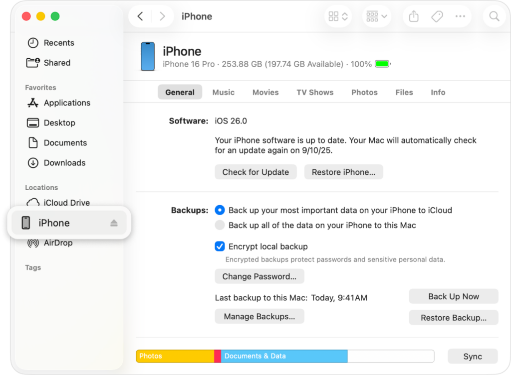 Screenshot on how to restore itunes back up