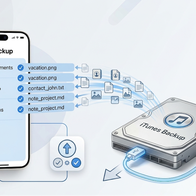 AI style image of a mobile phone and back up drive