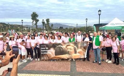 Mayor Ana Mata joins march to raise awareness for breast cancer.