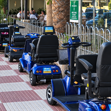 line of many dual mobility scooters