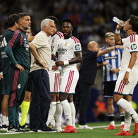 Barcelona, Spain - 08 22 2026: Jose Mourinho and Vinicius Vini Junior seen during LaLiga EASPORTS 2026 2027 game between teams of RCD Espanyol de Barcelona and Real Madrid FC at RCDE Stadium