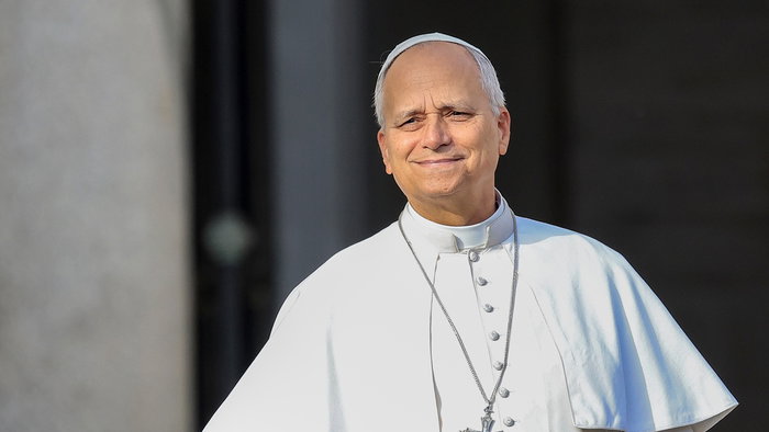 Pope Leo XIV addresses pilgrims gathered in St Peter's Square during the Jubilee of the Poor in November 2025.