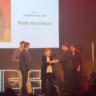 Rada Rassimov on stage at the Almería Western Film Festival opening ceremony receiving her 'Tabernas de Cine' award.