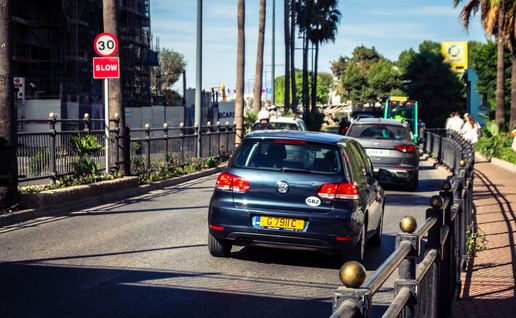 Cars in a Traffic jam in Gibraltar.