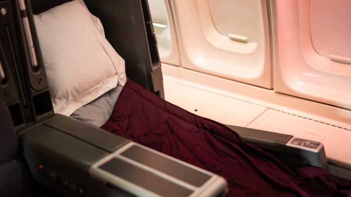 Inside sleeping area on a Quantas plane