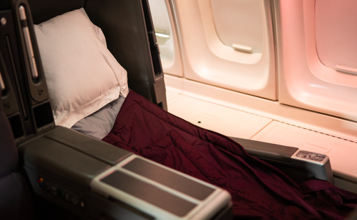 Inside sleeping area on a Quantas plane
