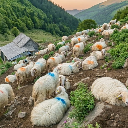 Sheep grazing on french mountains