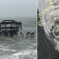 Brighton Pier damaged and weather map