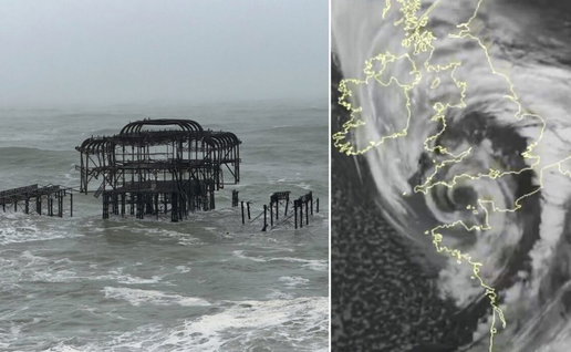 Brighton Pier damaged and weather map