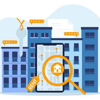 AI illustration of a apartment buildings in United States
