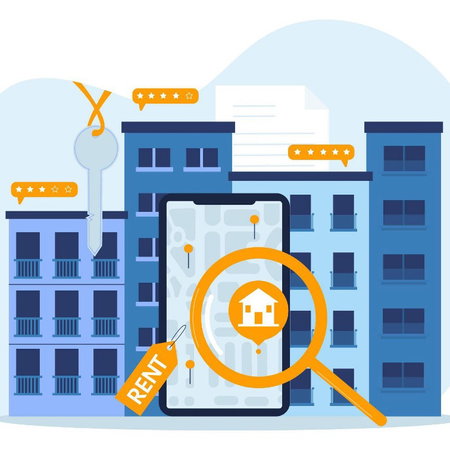 AI illustration of a apartment buildings in United States