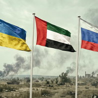 View of the flags for UAE, Ukraine & Russia