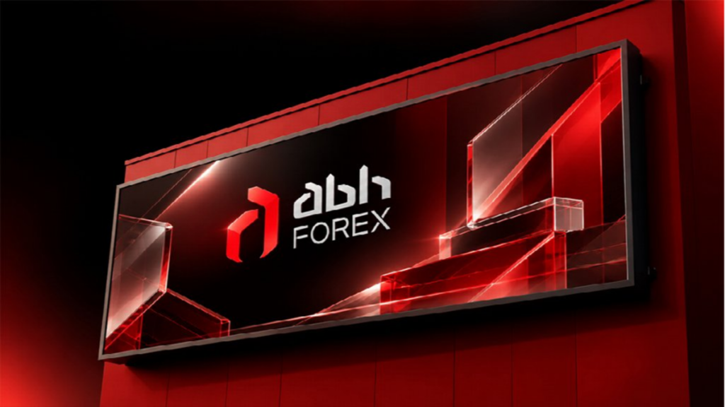 ABH Forex logo on a red blackish background